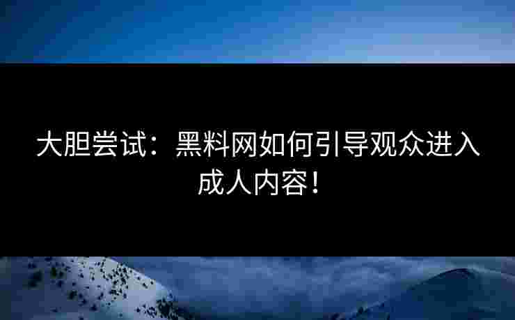 大胆尝试：黑料网如何引导观众进入成人内容！