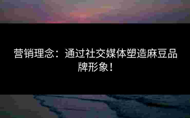营销理念：通过社交媒体塑造麻豆品牌形象！
